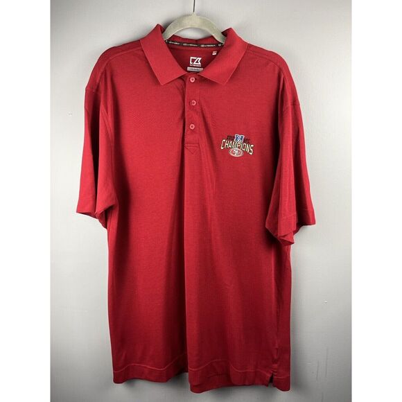 Cutter & Buck San Francisco 49ers Polo Shirt Red Short Sleeve 2012 NFC Champs LG - Picture 1 of 5